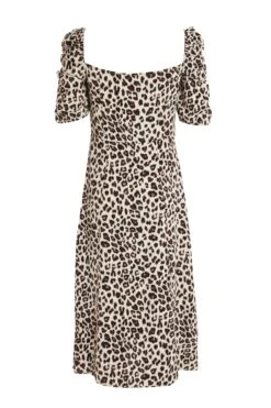 Cream Animal Print Midi Dress -Deals Clothifyr Store 00100029745 ZB