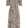 Cream Animal Print Midi Dress -Deals Clothifyr Store 00100029745 ZM