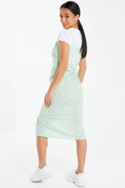 Petite Sage Floral Bodycon Midi Dress -Deals Clothifyr Store 00100030439 XB