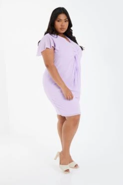 Curve Lilac Knot Front Dress -Deals Clothifyr Store 00100033185 XS