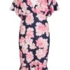 Curve Navy Floral Frill Hem Midi Dress 2 Curve Navy Floral Frill Hem Midi Dress -Deals Clothifyr Store 00100034136 ZM