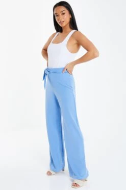 Petite Blue High Waisted Trousers -Deals Clothifyr Store 00100034327 XS
