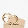 Curve Nude Crocodile Gold Buckle Belt