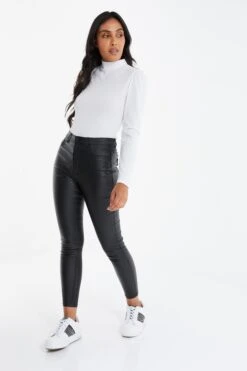 Petite Black Faux Leather Skinny Jeans 11 Petite Black Faux Leather Skinny Jeans -Deals Clothifyr Store 00100034822 XS