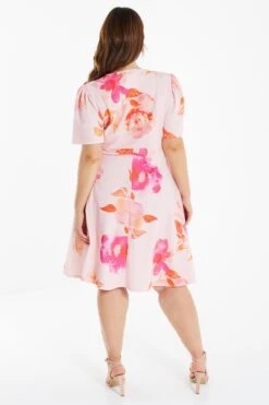 Curve Coral Floral Skater Dress -Deals Clothifyr Store 00100034829 XB