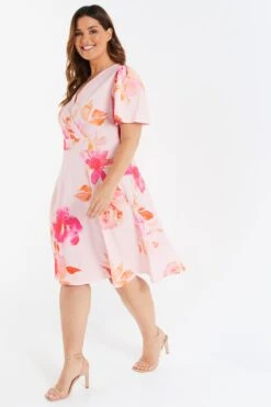 Curve Coral Floral Skater Dress -Deals Clothifyr Store 00100034829 XS