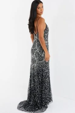 Petite Black Sequin Maxi Dress -Deals Clothifyr Store 00100035040 XB