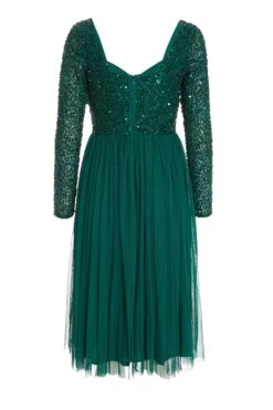 Petite Green Embellished Tulle Midi Dress -Deals Clothifyr Store 00100035042 ZB