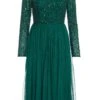 Petite Green Embellished Tulle Midi Dress -Deals Clothifyr Store 00100035042 ZM