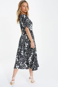 Petite Black Animal Print Midi Dress -Deals Clothifyr Store 00100035125 XB