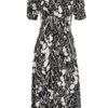 Petite Black Animal Print Midi Dress -Deals Clothifyr Store 00100035125 ZM