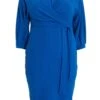Curve Royal Blue Puff Sleeve Wrap Midi Dress -Deals Clothifyr Store 00100035144 ZM
