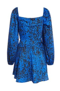Petite Royal Blue Animal Print Mini Dress 12 Petite Royal Blue Animal Print Mini Dress -Deals Clothifyr Store 00100035337 ZB