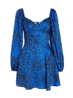 Petite Royal Blue Animal Print Mini Dress