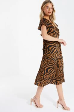 Petite Rust Animal Print Midi Dress 11 Petite Rust Animal Print Midi Dress -Deals Clothifyr Store 00100035338 XS