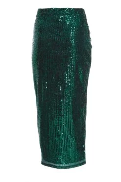 Green Sequin Ruched Midi Skirt 12 Green Sequin Ruched Midi Skirt -Deals Clothifyr Store 00100035712 ZB