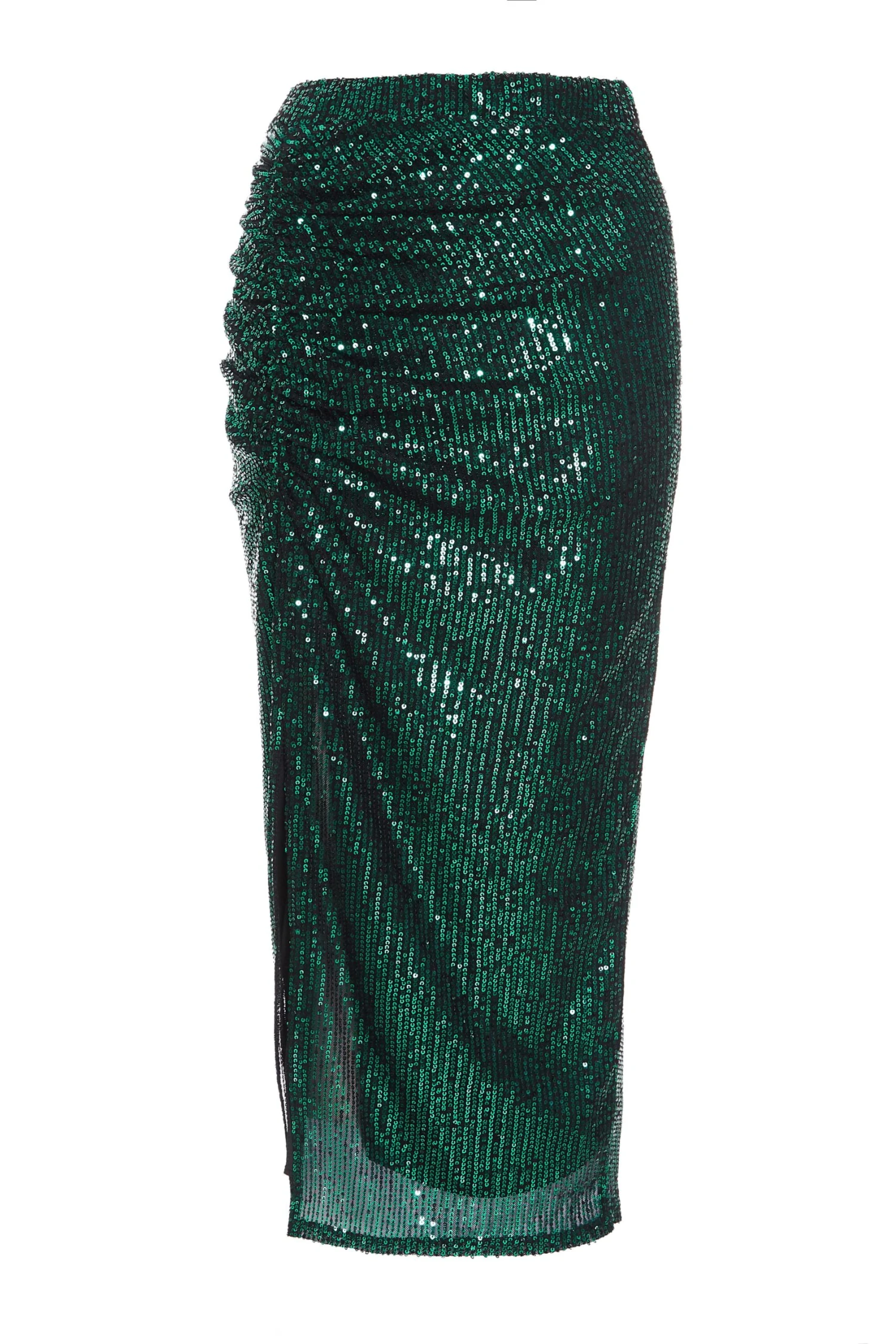 Green Sequin Ruched Midi Skirt 3 Green Sequin Ruched Midi Skirt