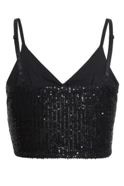 Black Sequin Crop Top -Deals Clothifyr Store 00100035713 ZB