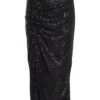 Black Sequin Ruched Midi Skirt 1 Black Sequin Ruched Midi Skirt -Deals Clothifyr Store 00100035714 ZM