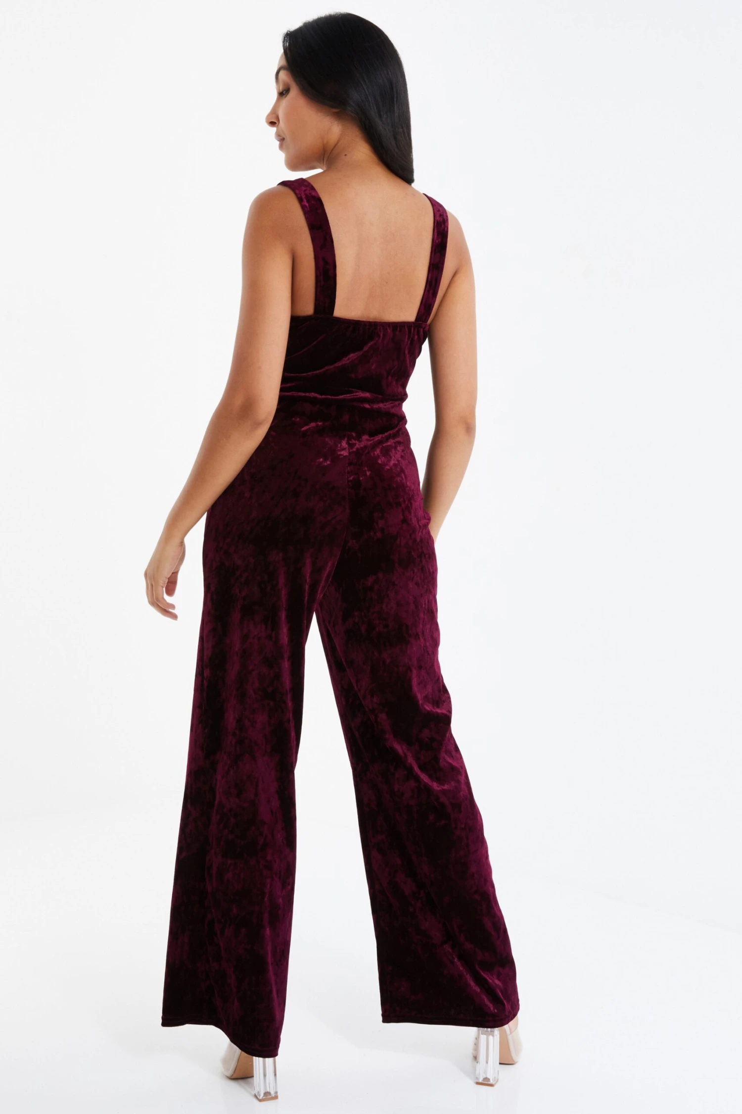 Petite Berry Velvet Palazzo Jumpsuit 5 Petite Berry Velvet Palazzo Jumpsuit - Image 3