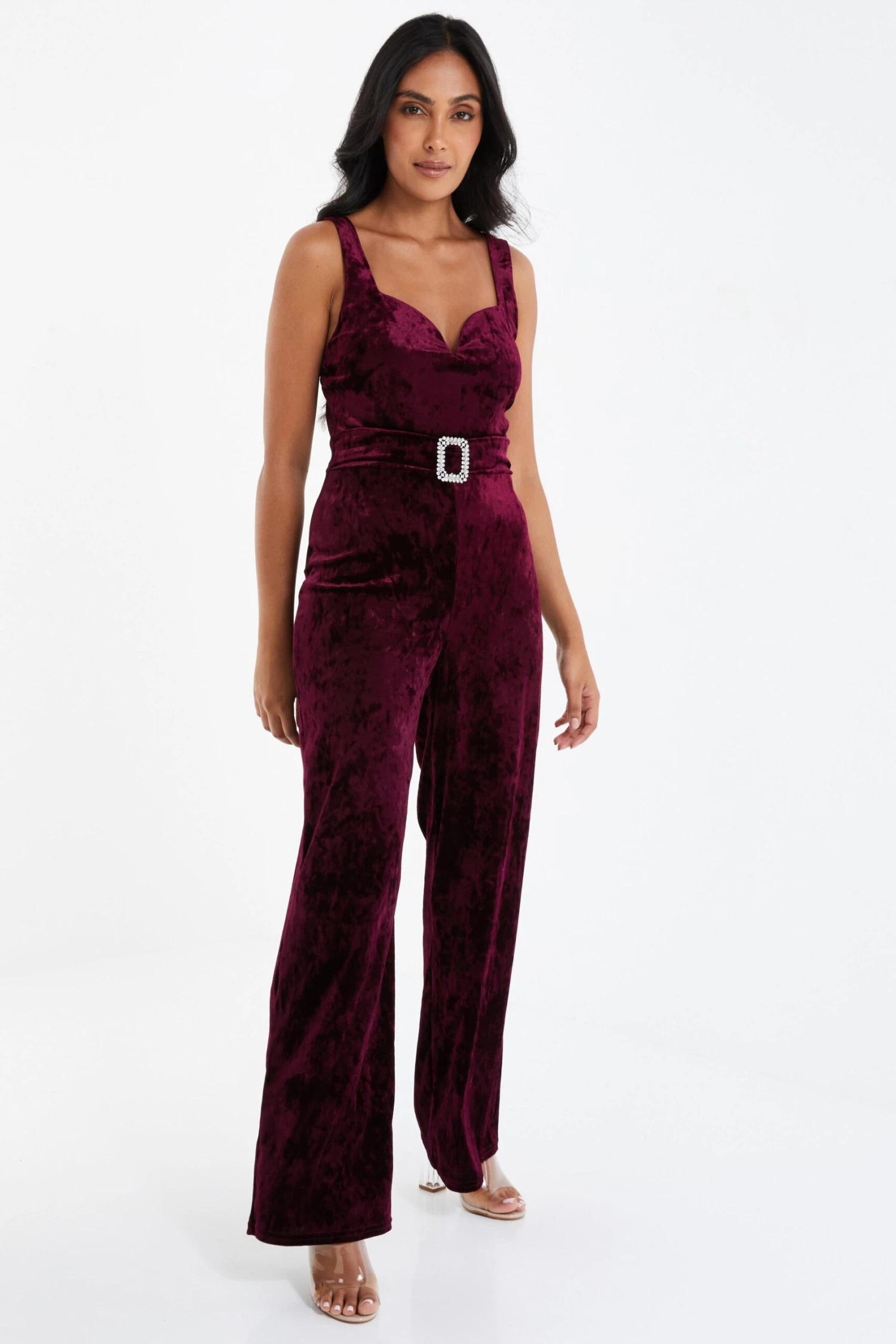 Petite Berry Velvet Palazzo Jumpsuit 6 Petite Berry Velvet Palazzo Jumpsuit - Image 4