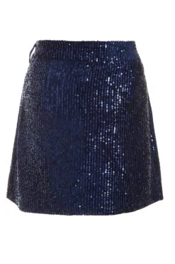 Navy Sequin Mini Skirt -Deals Clothifyr Store 00100035834 ZB