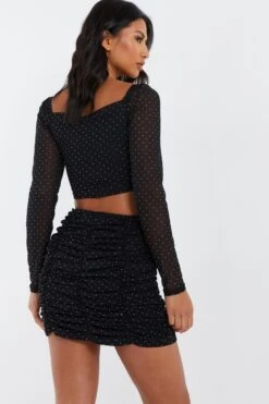 Black Diamante Mesh Mini Skirt 10 Black Diamante Mesh Mini Skirt -Deals Clothifyr Store 00100035837 XB