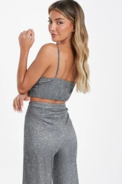 Silver Glitter Crop Top -Deals Clothifyr Store 00100035841 XB