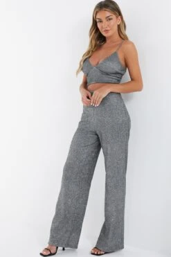 Silver Glitter Crop Top -Deals Clothifyr Store 00100035841 XS