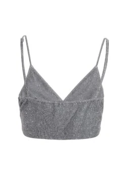 Silver Glitter Crop Top -Deals Clothifyr Store 00100035841 ZB
