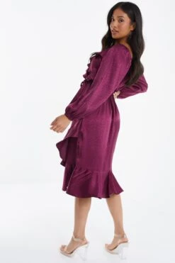 Petite Berry Satin Midaxi Dress -Deals Clothifyr Store 00100035906 XB