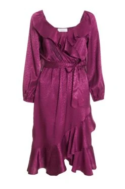 Petite Berry Satin Midaxi Dress