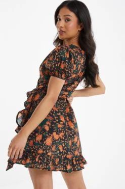 Petite Multicoloured Animal Print Wrap Midi Dress -Deals Clothifyr Store 00100035907 XB