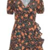Petite Multicoloured Animal Print Wrap Midi Dress -Deals Clothifyr Store 00100035907 ZM