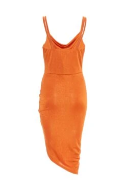 Petite Orange Ruched Midi Dress -Deals Clothifyr Store 00100035910 ZB
