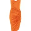 Petite Orange Ruched Midi Dress -Deals Clothifyr Store 00100035910 ZM