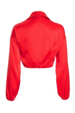 Red Satin Wrap Crop Top -Deals Clothifyr Store 00100035988 ZB