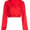 Red Satin Wrap Crop Top -Deals Clothifyr Store 00100035988 ZM