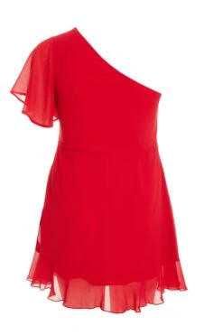 Curve Red Chiffon Mini Dress -Deals Clothifyr Store 00100036014 ZB