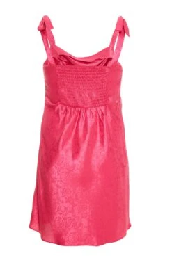 Curve Pink Satin Jacquard Floral Dress -Deals Clothifyr Store 00100036017 ZB