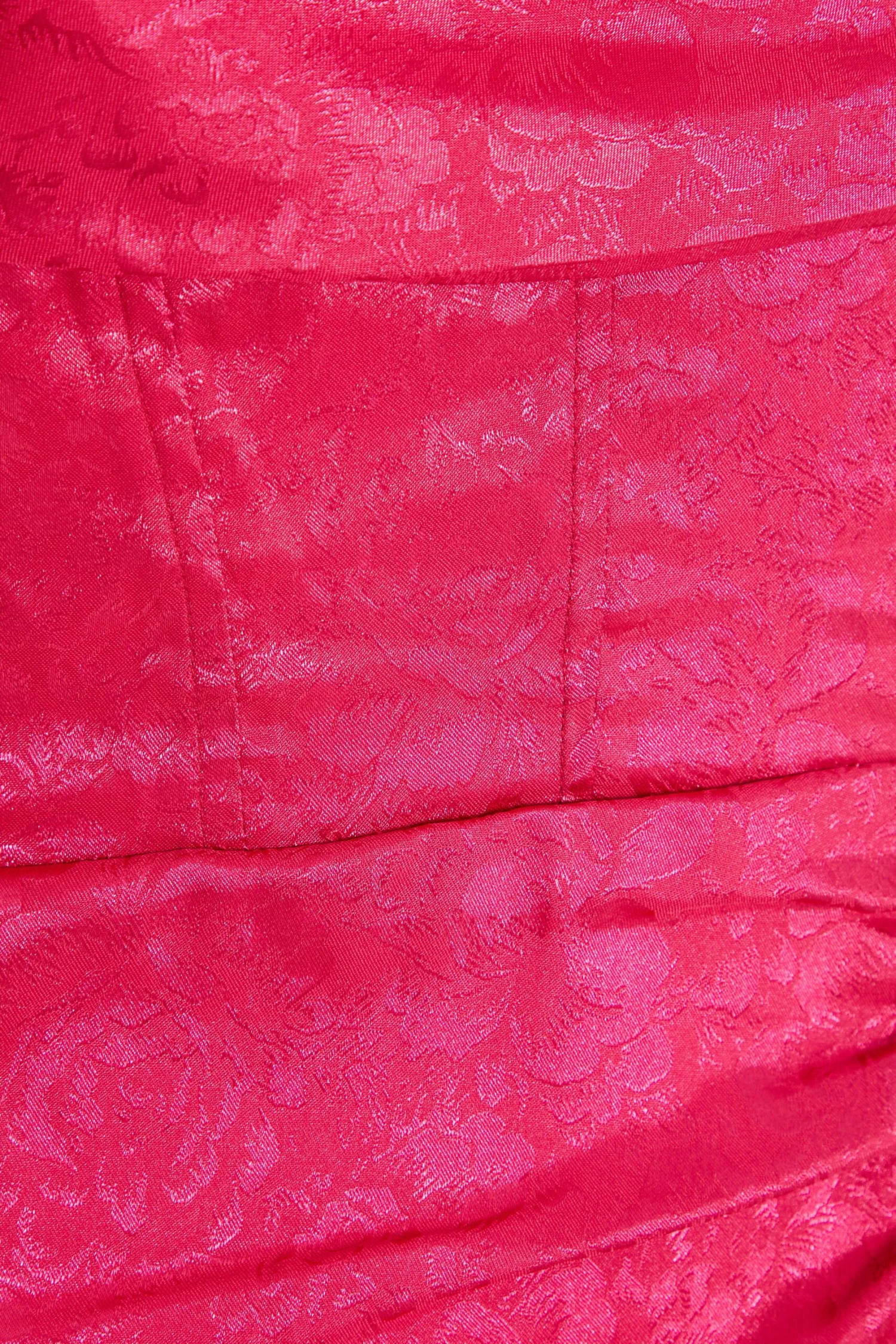 Petite Pink Satin Jacquard Floral Ruched Dress 8 Petite Pink Satin Jacquard Floral Ruched Dress - Image 6