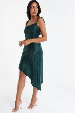 Petite Bottle Green Satin Jacquard Floral Midi Dress 11 Petite Bottle Green Satin Jacquard Floral Midi Dress -Deals Clothifyr Store 00100036027 XS