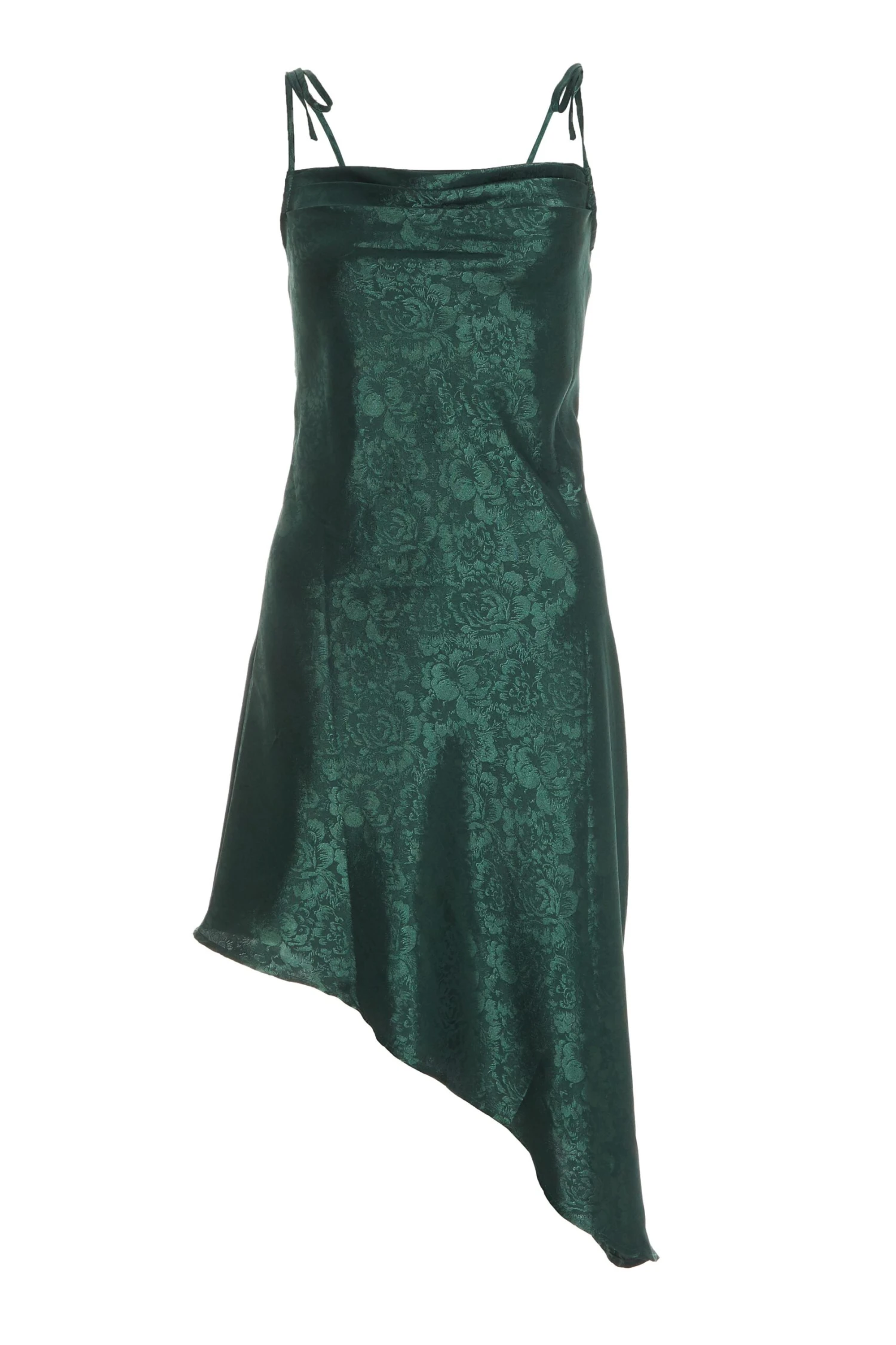 Petite Bottle Green Satin Jacquard Floral Midi Dress 3 Petite Bottle Green Satin Jacquard Floral Midi Dress