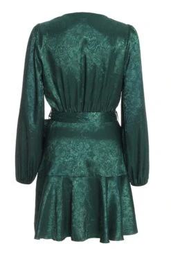 Petite Bottle Green Satin Jacquard Floral Mini Dress 12 Petite Bottle Green Satin Jacquard Floral Mini Dress -Deals Clothifyr Store 00100036028 ZB