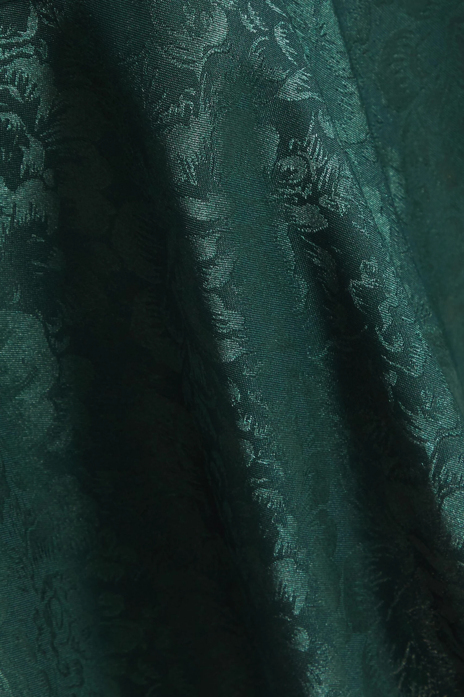 Petite Bottle Green Satin Jacquard Floral Mini Dress 8 Petite Bottle Green Satin Jacquard Floral Mini Dress - Image 6