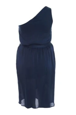Curve Navy Satin One Shoulder Midi Dress 12 Curve Navy Satin One Shoulder Midi Dress -Deals Clothifyr Store 00100036029 ZB