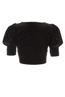 Black Velvet Glitter Polka Dot Crop Top -Deals Clothifyr Store 00100036034 ZB