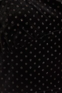 Black Velvet Glitter Polka Dot Crop Top -Deals Clothifyr Store 00100036034 ZS
