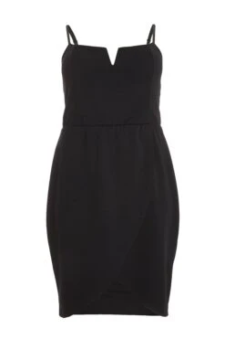 Curve Black Wrap Midi Bodycon Dress