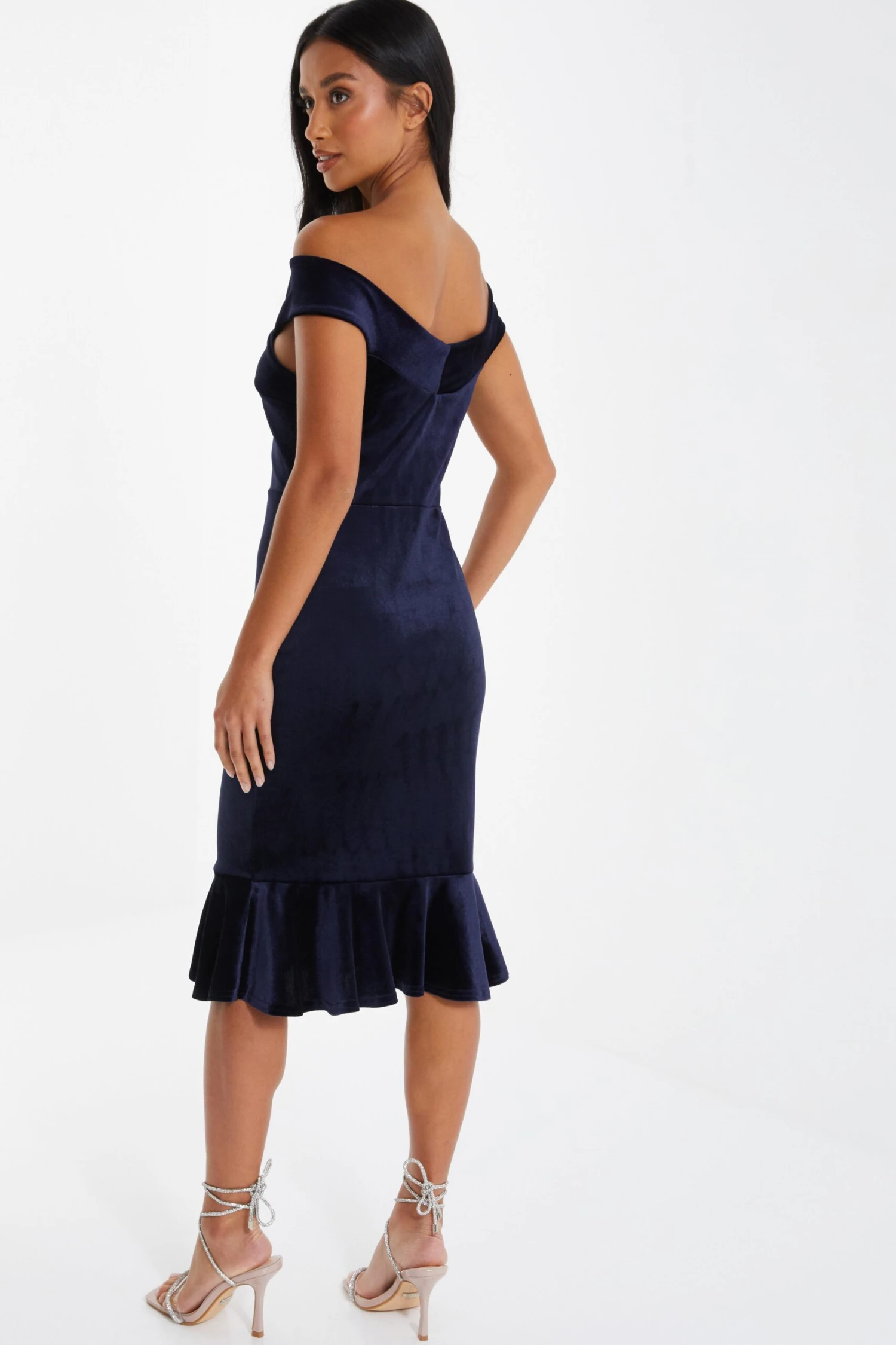 Petite Royal Blue Velvet Midi Dress 5 Petite Royal Blue Velvet Midi Dress - Image 3